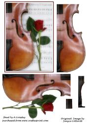 Romantic Violin and Red Rose Step by Step