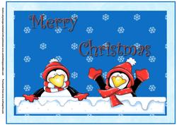 Merry Christmas Penguins A4