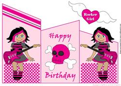 Rocker Girl Tri Fold Card (pink)
