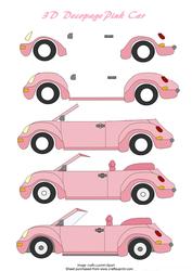 3D Decoupage Pink Car