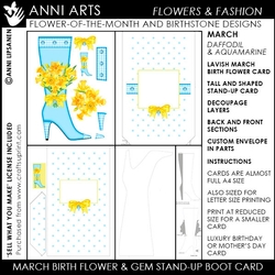 Birth Flower March - Shaped Boot Card and Envelope
