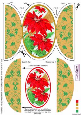 Christmas Poinsettia Round Gatefold Card & Topper