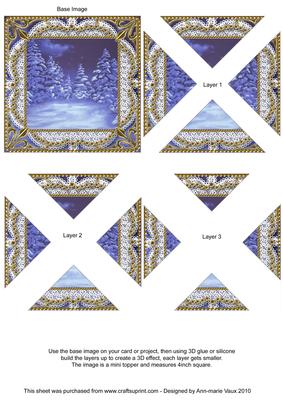 Blue Christmas Trees Vintage Lace Mini 4in Triangle Stacker