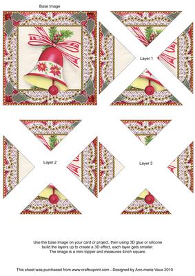 Christmas Bell 1 Vintage Lace Mini 4in Triangle Stacker