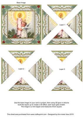 Christmas Candle Angel 1 Lace Mini 4in Triangle Stacker