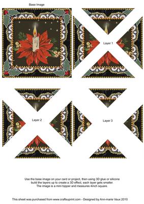 Christmas Candle Bouquet 1 Lace Mini 4in Triangle Stacker