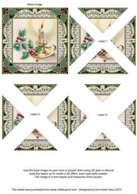 Christmas Candles 2 Vintage Lace Mini 4in Triangle Stacker
