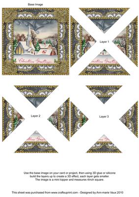 Christmas Church 1 Vintage Lace Mini 4in Triangle Stacker