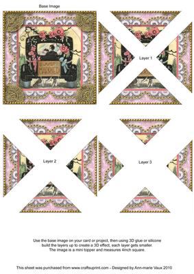 Just Married Car Vintage Lace Mini 4in Triangle Stacker