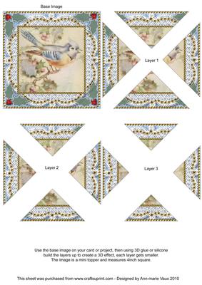 Christmas Blue Tit Vintage Lace Mini 4in Triangle Stacker
