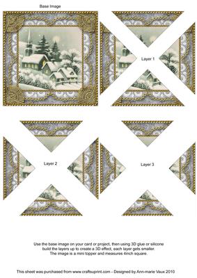 Christmas Village 2 Vintage Lace Mini 4in Triangle Stacker