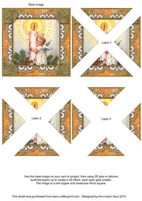 Christmas Candle Angel 2 Lace Mini 4in Triangle Stacker