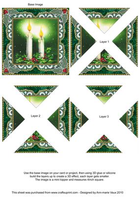 Christmas Candles 3 Vintage Lace Mini 4in Triangle Stacker