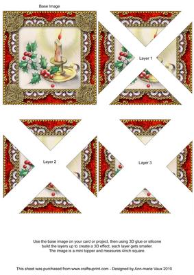 Christmas Candles 2a Vintage Lace Mini 4in Triangle Stacker
