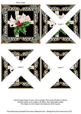 Holly Greetings 2 Vintage Lace Mini 4in Triangle Stacker