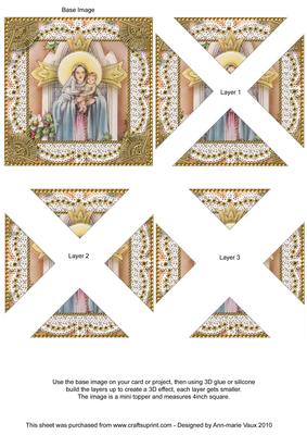 Mary and Baby Jesus 2 Vintage Lace Mini 4in Triangle Stacker