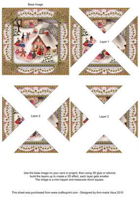 Christmas Party House 2 Lace Mini 4in Triangle Stacker