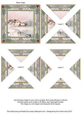 Christmas Snow Village Lace Mini 4in Triangle Stacker