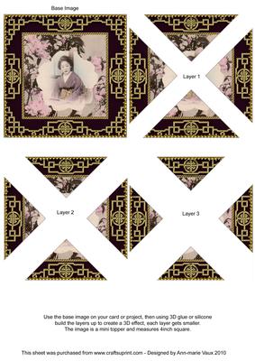 Oriental Blossom Girl Vintage Lace Mini 4in Triangle Stacker