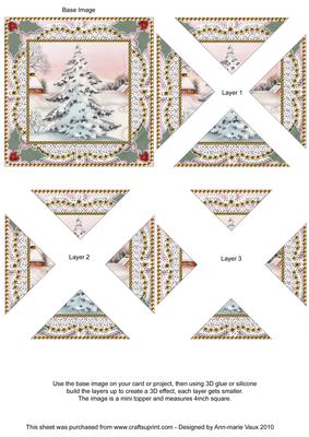 Christmas Snow Tree Vintage Lace Mini 4in Triangle Stacker