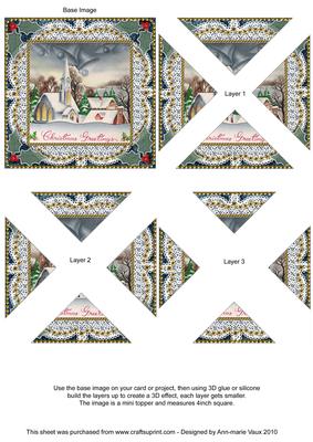Christmas Church 1 Vintage Lace Mini 4in Triangle Stacker