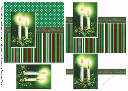 Duo Candle Happy Christmas 6inch Split Decoupage Topper