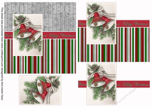 Christmas Bells Happy Christmas 6inch Split Decoupage Topper