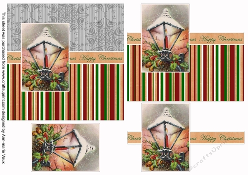 Christmas Lantern Happy Christmas 6inch Split Decoupage Topper