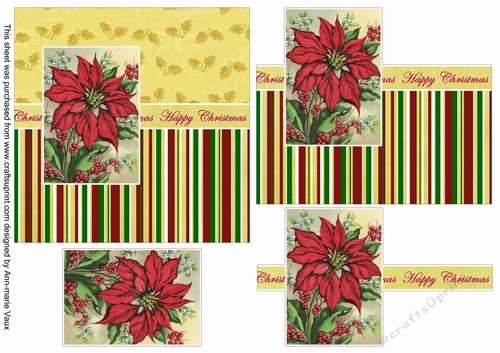 Poinsettia Happy Christmas 6inch Split Decoupage Topper