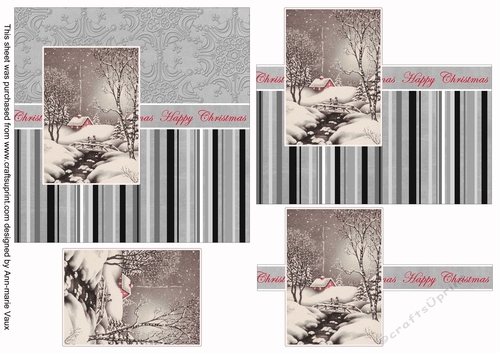 Winter Walk Happy Christmas 6inch Split Decoupage Topper