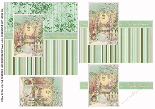 Winter Garden Happy Christmas 6inch Split Decoupage Topper