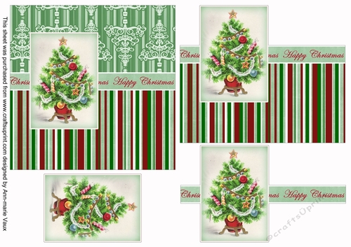 Christmas Tree Happy Christmas 6inch Split Decoupage Topper