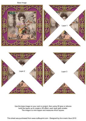 Oriental Garden Girl Lace Mini 4in Triangle Stacker