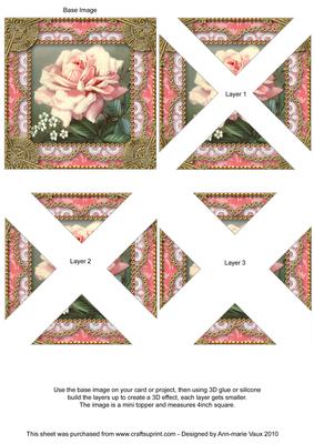 Pink Rose 1 Vintage Lace Mini 4in Triangle Stacker