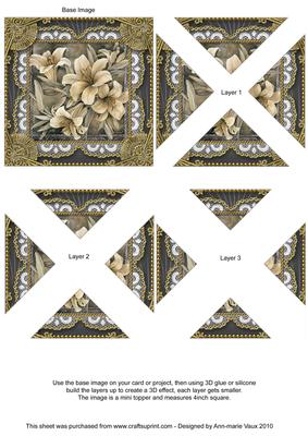 White Lillies Vintage Lace Mini 4in Triangle Stacker