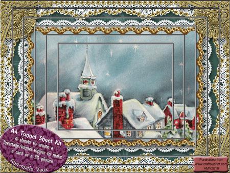 Christmas Rooftops Lace Tunnel Card Topper A4 Kit