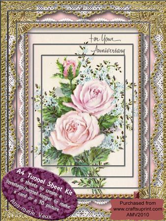 Anniversary Rose Lace Tunnel Card Topper A4 Kit
