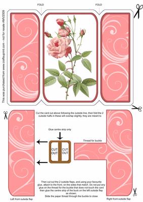 Pink Rose Square Gatefold Buckle Card