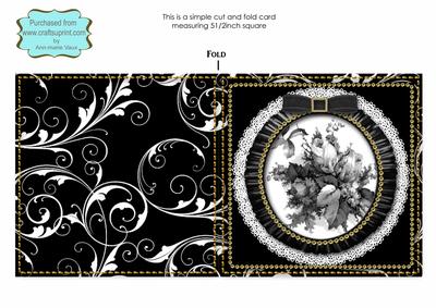 Black Rose Bouquet Cut N Fold Card