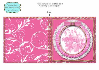 Cerise Pink Rose Bouquet Cut N Fold Card