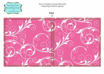 Cerise Pink White Swirl Blank Card
