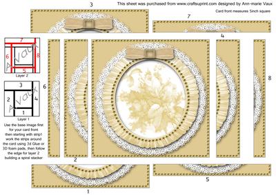Cream Rose Bouquet Spiral Edge Stacker Card Front