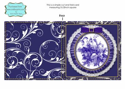 Deep Blue Rose Bouquet Cut N Fold Card