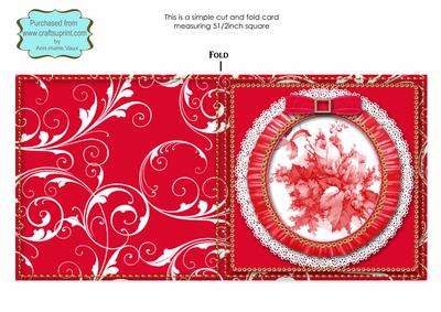 Deep Red Rose Bouquet Cut N Fold Card