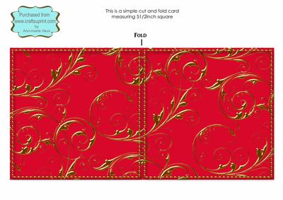 Deep Red Rose Bouquet Gold Swirl Black Card