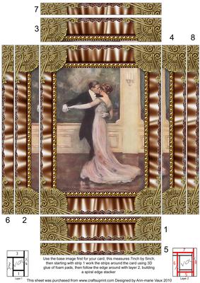 Dancing Couple Ruffle 2 Spiral Edge Stacker 7x5in Card Front
