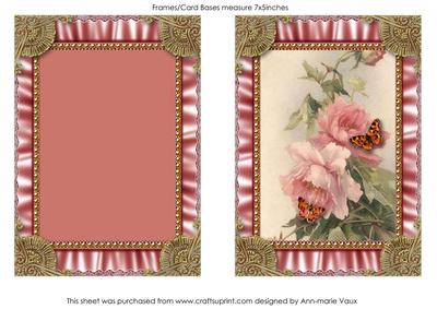 Pink Butterfly Rose Ruffles 2 Card Front and Frame Base