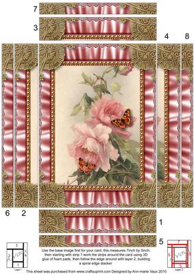 Pink Butterfly Roses Ruffles 2 7x5inch Spiral Edge Stacker