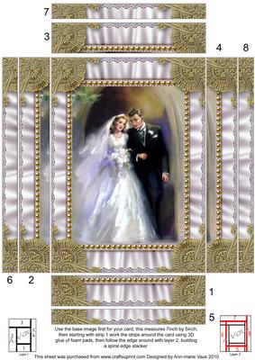 Wedding Couple Ruffles2 Spiral Edge Stacker 7x5in Card Front