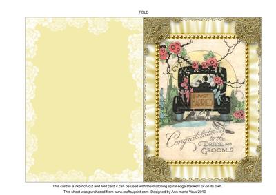 Just Married Card Ruffles 2 Spiral 7x5inch Folded Card